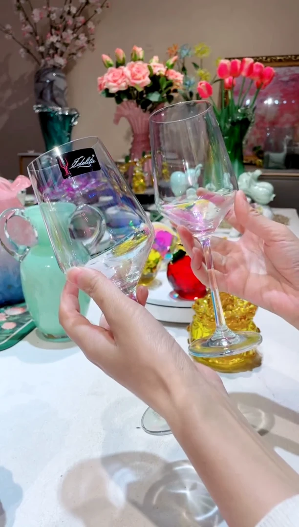 【闪购商品】琉璃手工艺品炫彩红酒杯2只