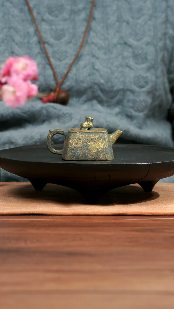 【闪购商品】紫砂茶壶五堂  小瑞兽-粉金-75cc