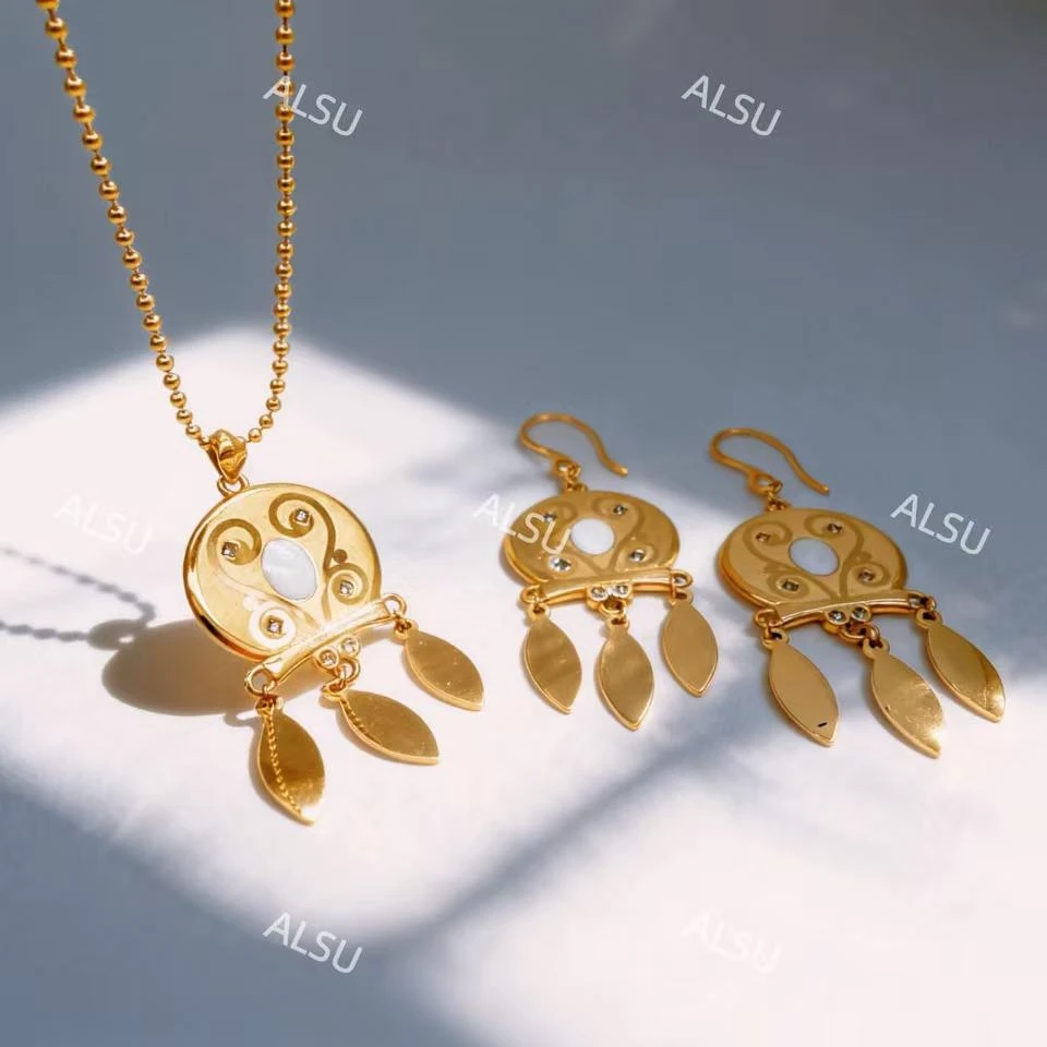 合金项链 ALSU原创民族风复古项链耳环两件套时尚气质升级版