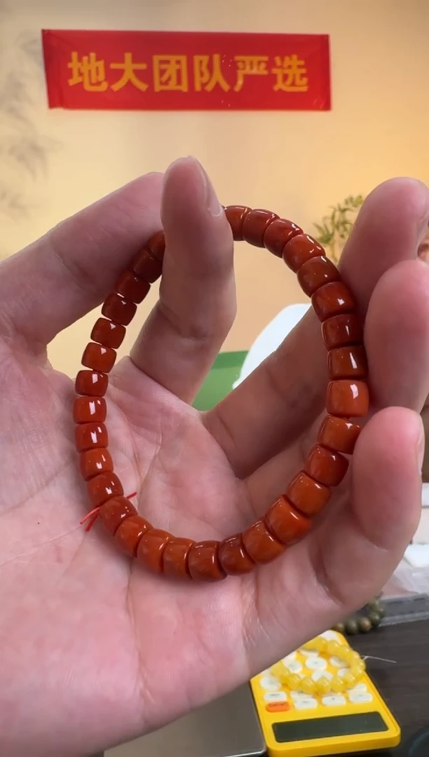 南红玛瑙手串未镶嵌约7mm+南红玛瑙直切桶珠单圈