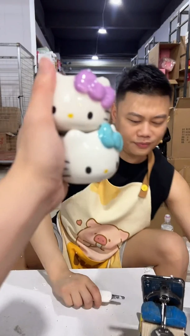 瓷片小号蓝色加紫色kt头杯2件套