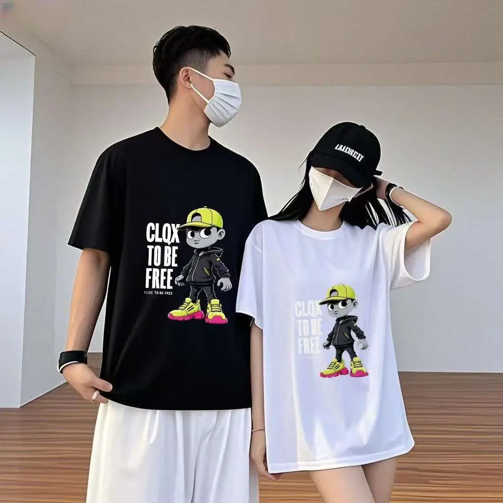 情侣休闲半袖夏季男款透气宽松纯棉短袖男士t恤圆领半袖潮流男装