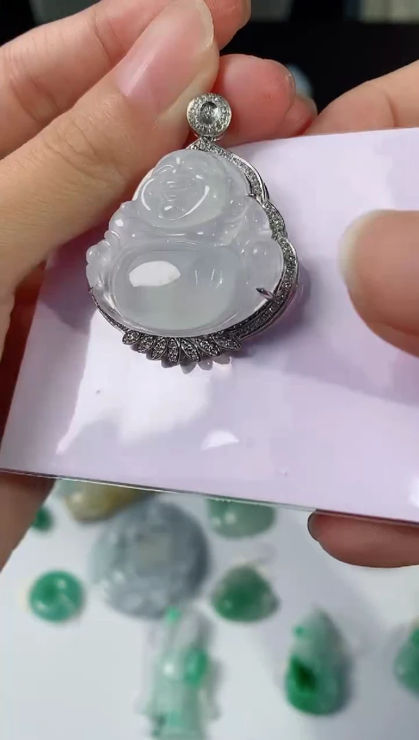 吊坠(不含链)18K金镶嵌翡翠870