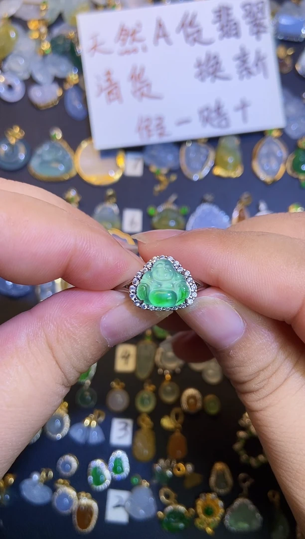 翡翠银S925镶嵌吊坠(不含链)1