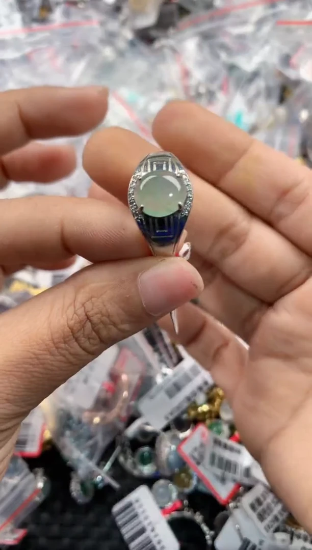 银S925镶嵌戒指翡翠555----4