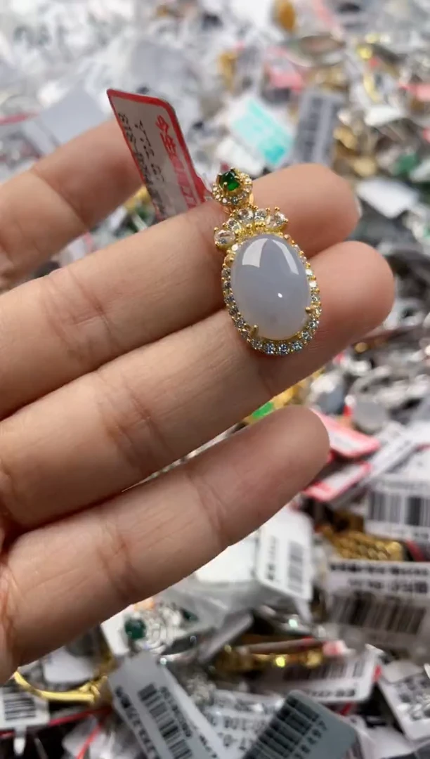 银S925镶嵌戒指翡翠777   1