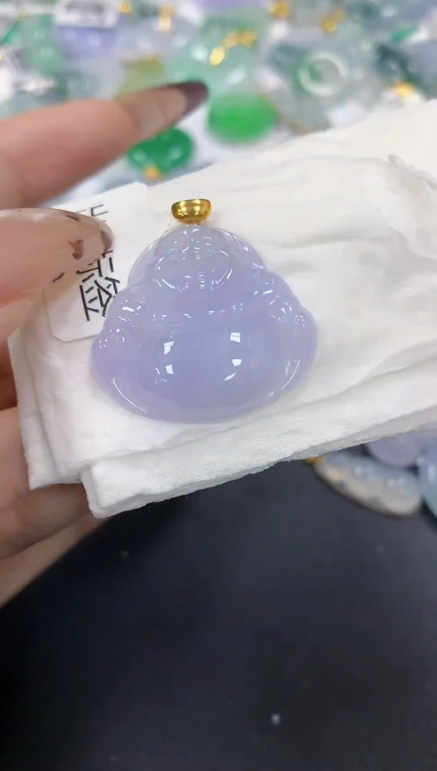 颈饰18K金镶嵌翡翠a货假一赔三支持复检百元上9元证书费自理