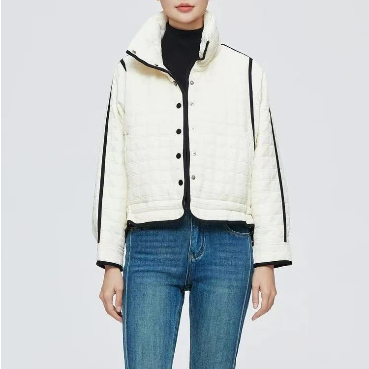 冬季新款撞色格子立领轻薄款羽绒服H1750