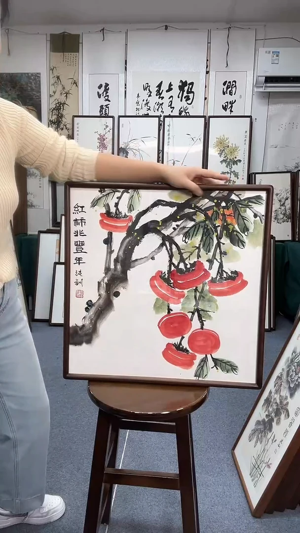 国画52*52实木画框京东包邮手绘