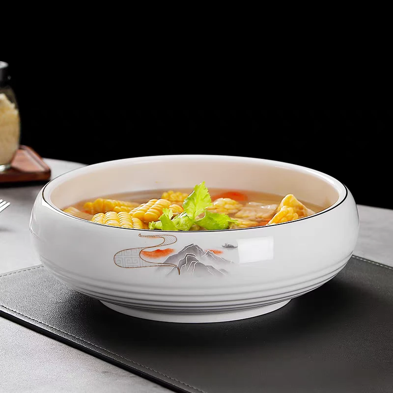 中式陶瓷江山如画汤盆餐厅家用大号汤碗水煮肉片大碗酸菜鱼大盆碗