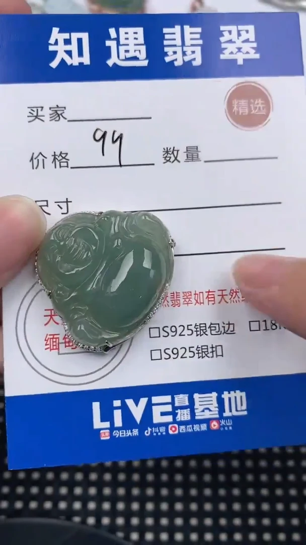 翡翠银S925镶嵌颈饰挂件