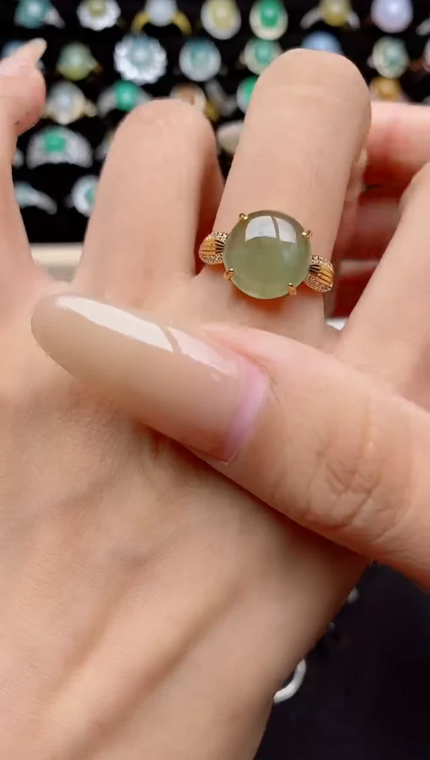 翡翠戒指银S925镶嵌.