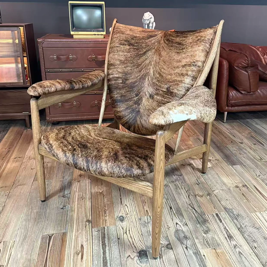 虎皮纹酋长椅 头层皮 北美白蜡木