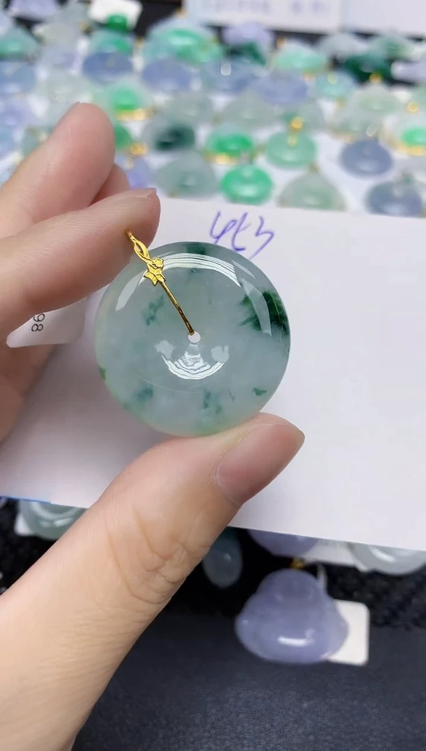 颈饰18K金镶嵌翡翠天然缅甸翡翠A货翡翠百元以上9元证书费自理