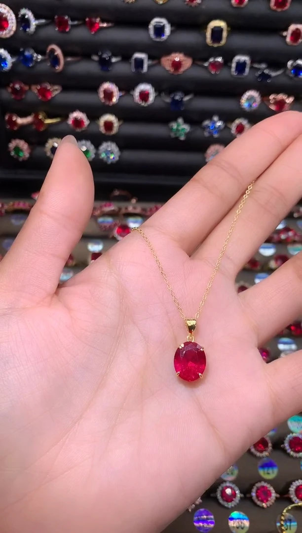 【闪购商品】红宝石吊坠(赠链)银S925镶嵌1012