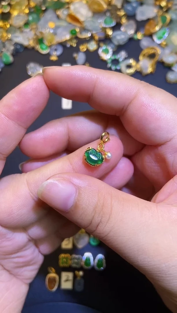 翡翠银S925镶嵌吊坠(不含链)1