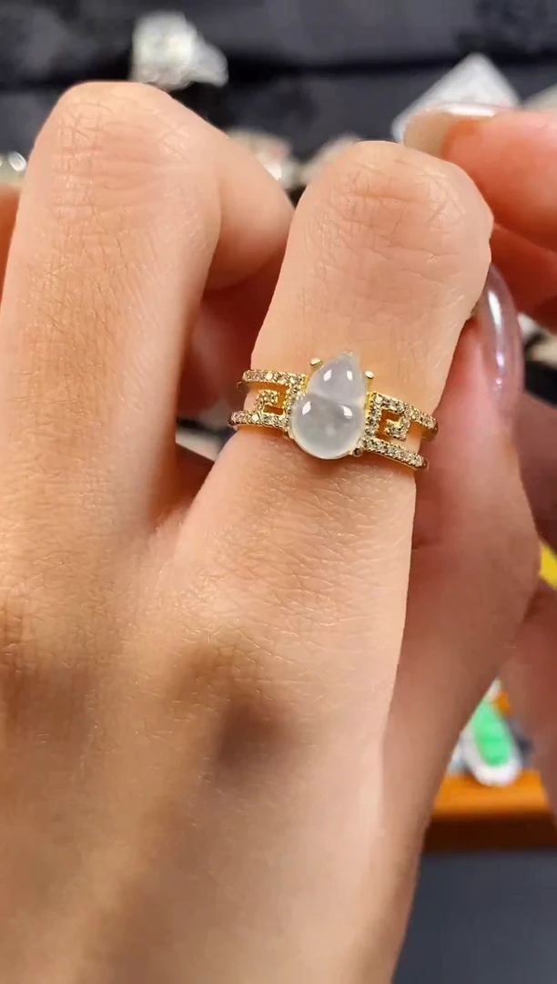 银S925镶嵌戒指翡翠天然A货翡翠87