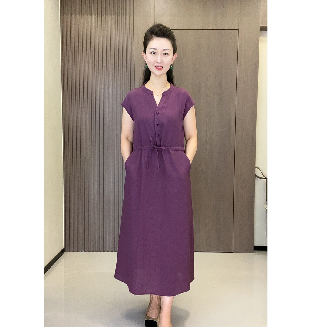 天丝亚麻连衣裙夏款