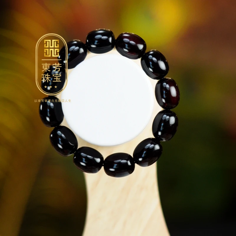 東芳珠宝-14mm缅甸天然翳珀枣珠手串琥珀手串素单天然琥珀蜜蜡