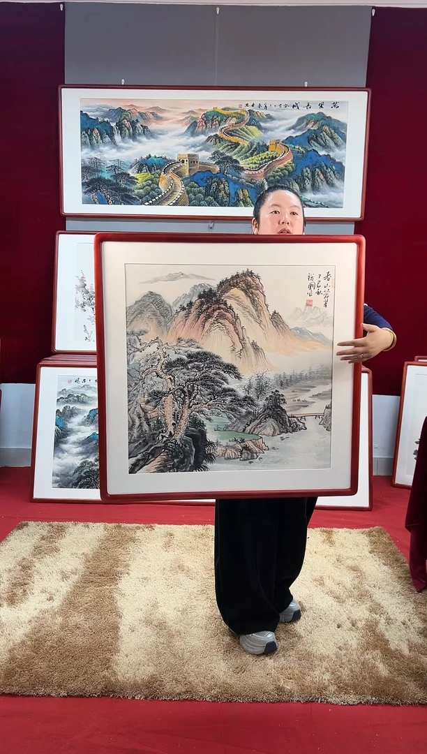 国画手绘山水83*83尺寸