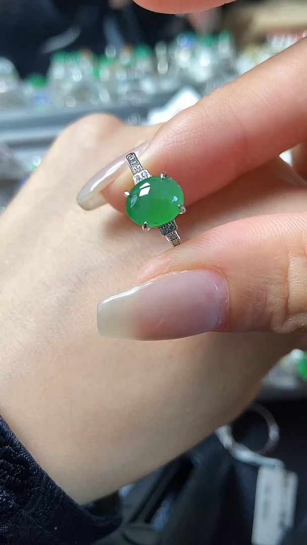 银S925镶嵌戒指翡翠7159