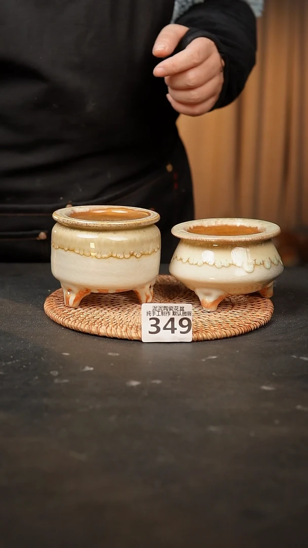 【闪购商品】瓷片349泥泥手工花盆口7-8高7-8