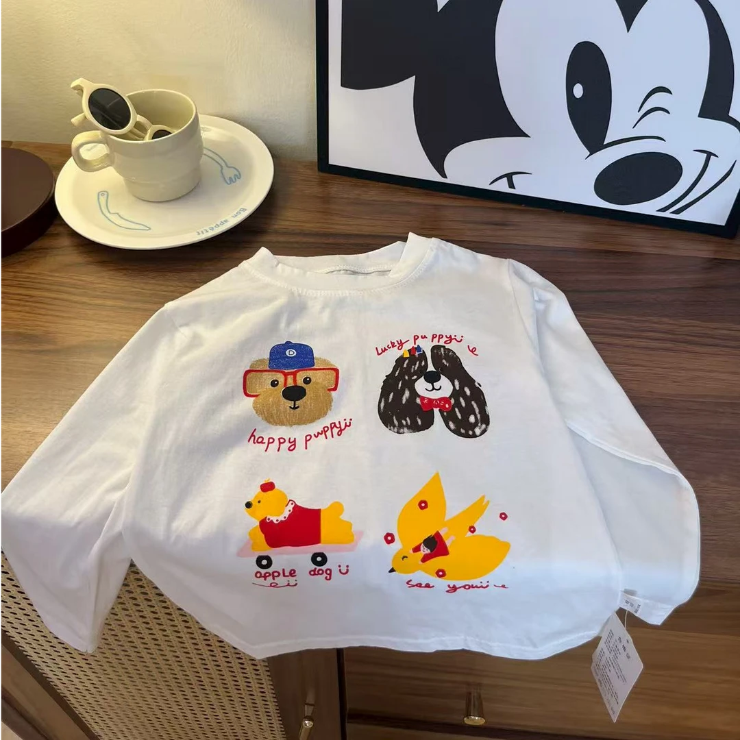 【欧若风】儿童纯棉长袖T恤男女童打底撞色拼接洋气中大童百搭上