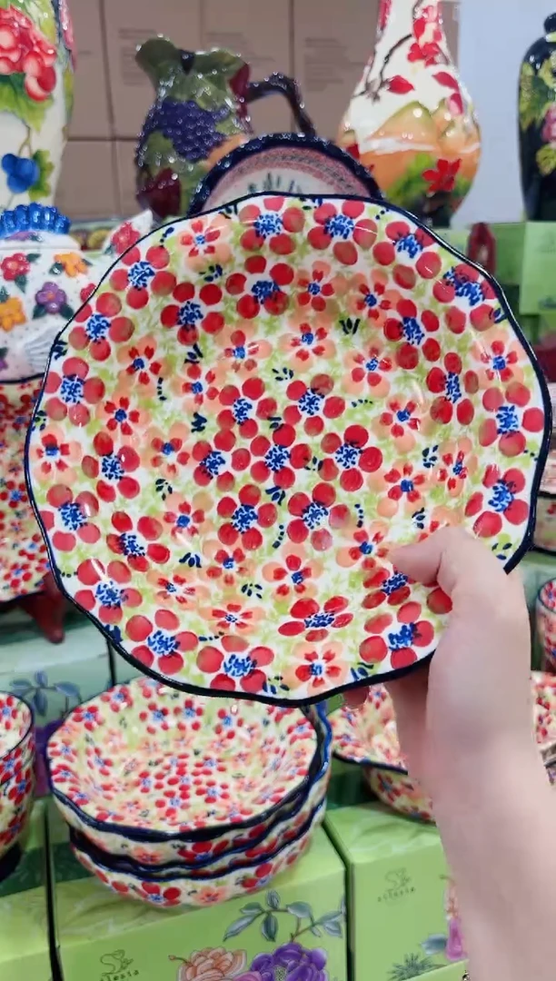 瓷草帽盘两个装-粉黛