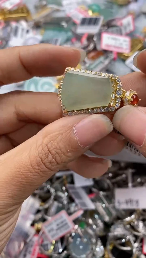 银S925镶嵌戒指翡翠1010---5