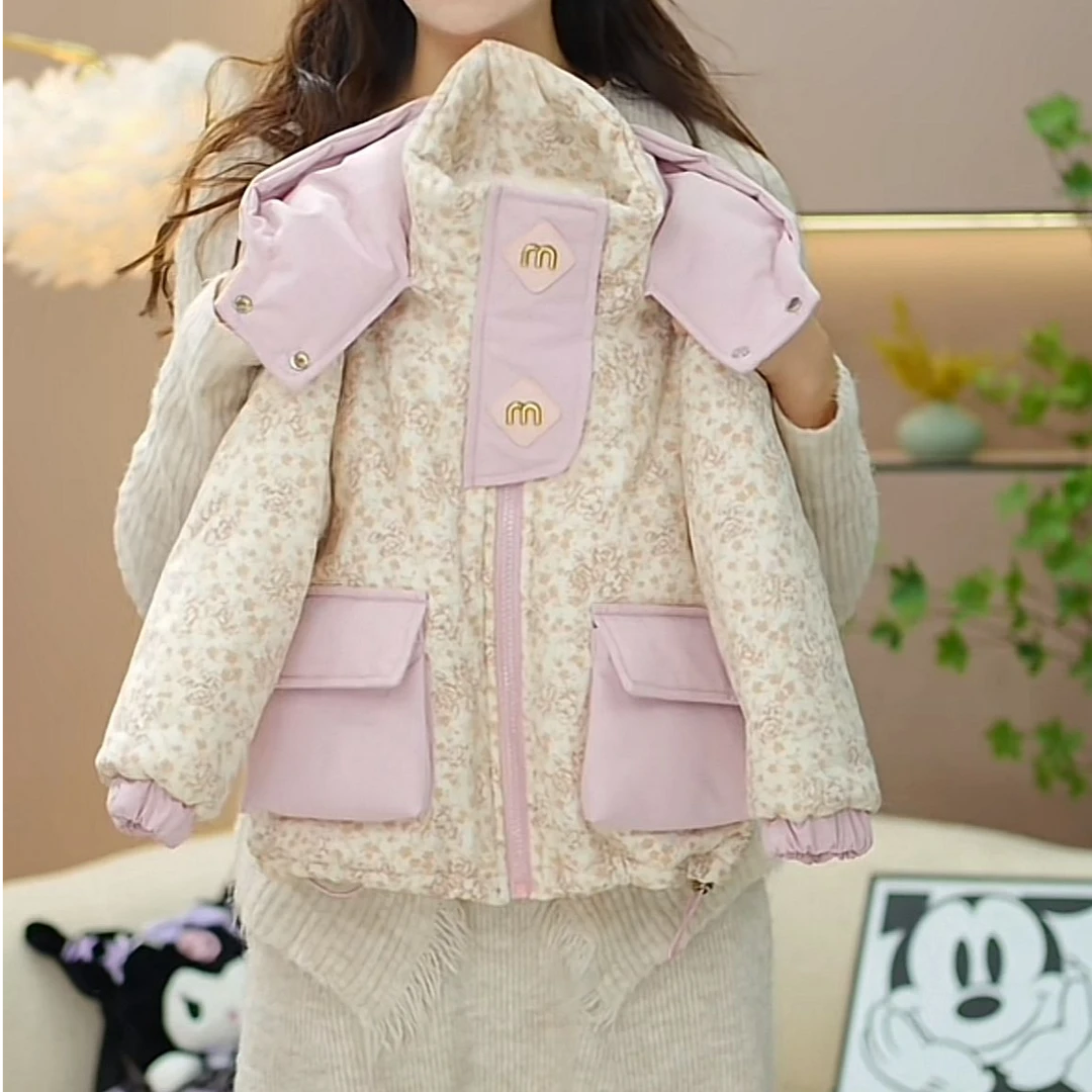 逗小铺【七尚】女童冬款加绒加厚棉袄洋气女宝时尚韩版厚外套D689