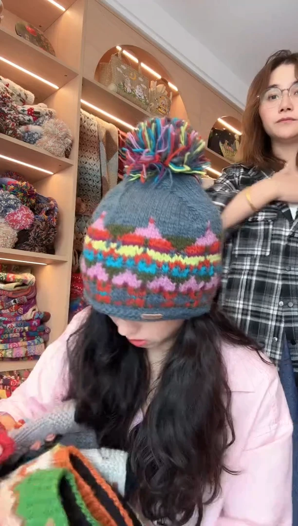 羊毛百羊毛富士山单球帽