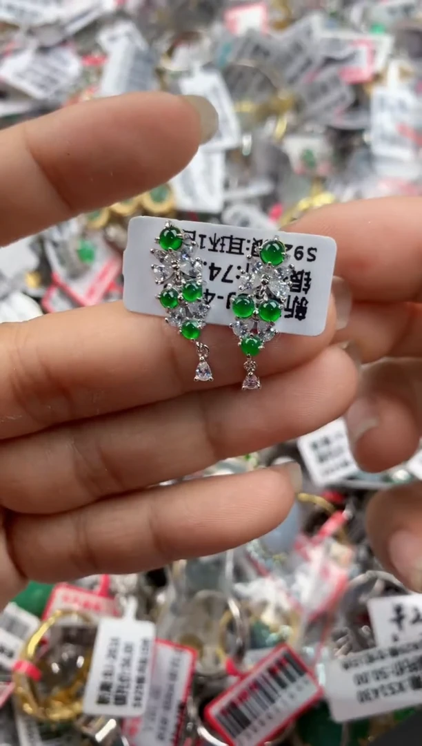 银S925镶嵌戒指翡翠666----8