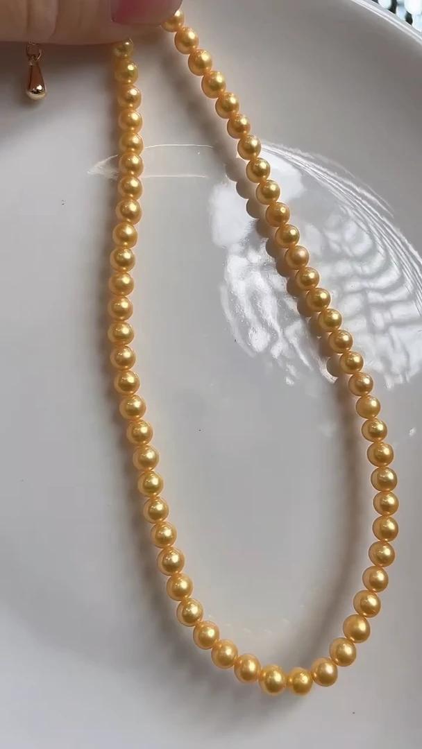 项链未镶嵌淡水珍珠4mm+黄色系小米项链