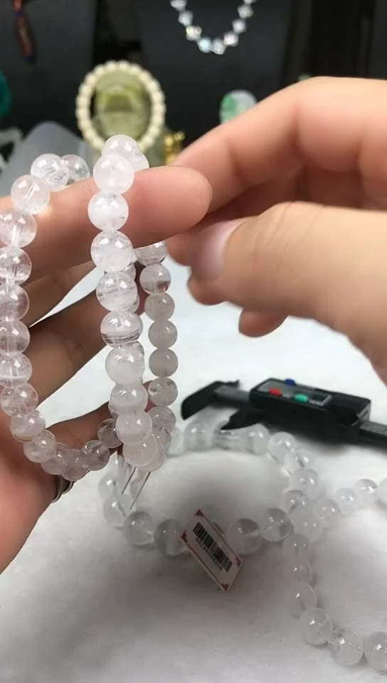 未镶嵌手链水晶白幽灵手串8+