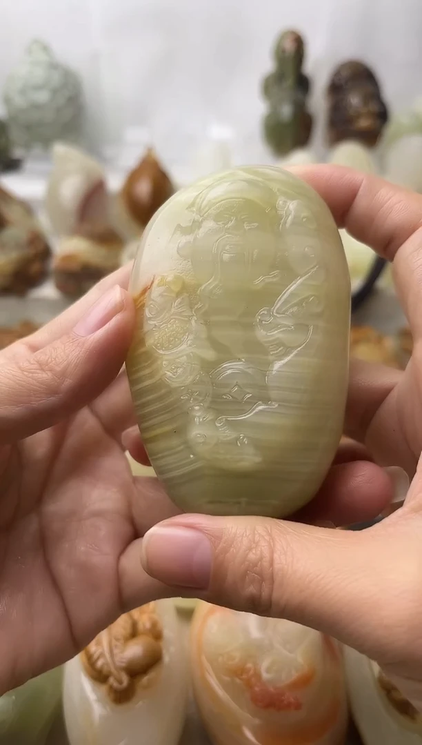 石材古青石棉纹正常不退换财神