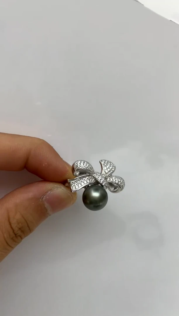 银S925镶嵌戒指海水珍珠9-10