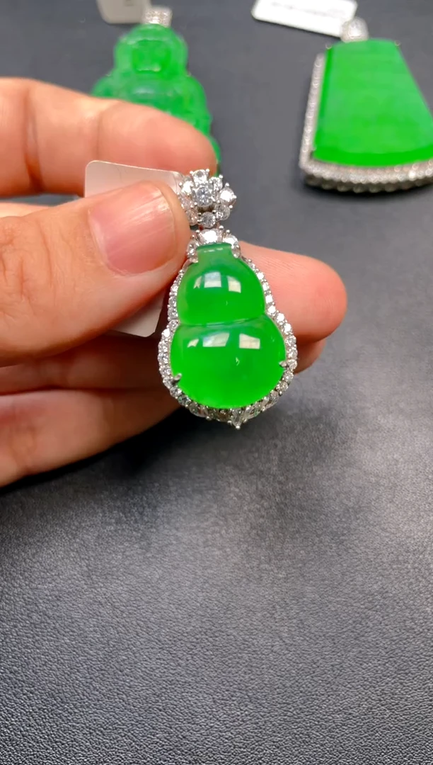 吊坠(不含链)银S925镶嵌翡翠吊坠