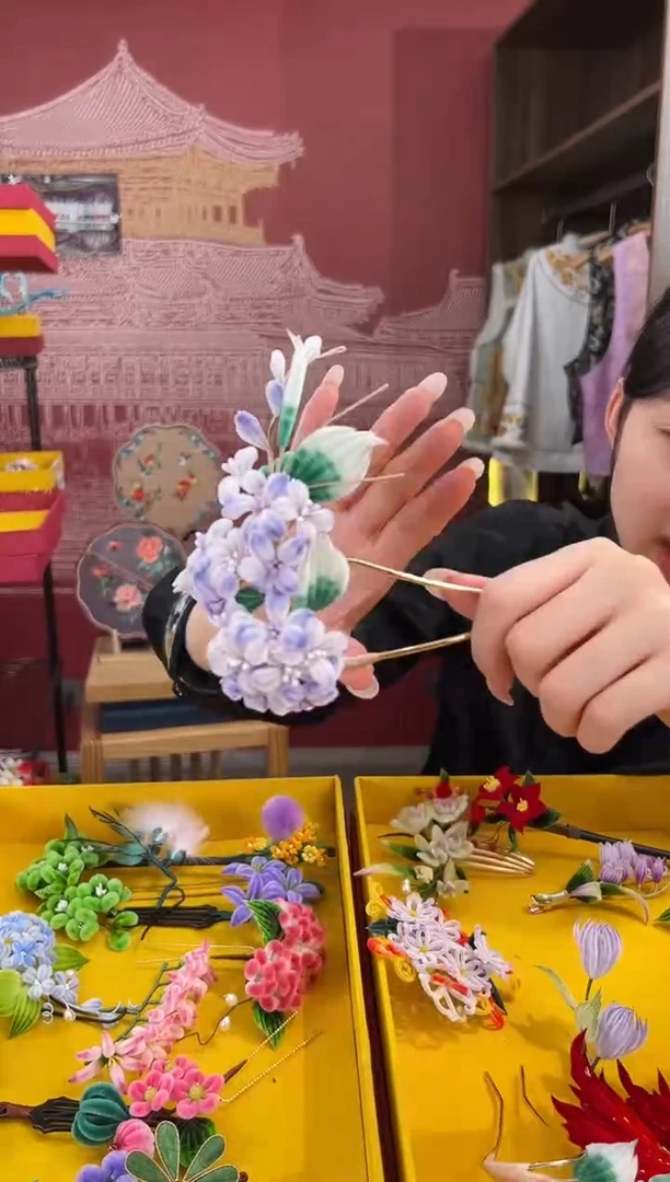 【闪购商品】刺绣非遗绒花（发饰）