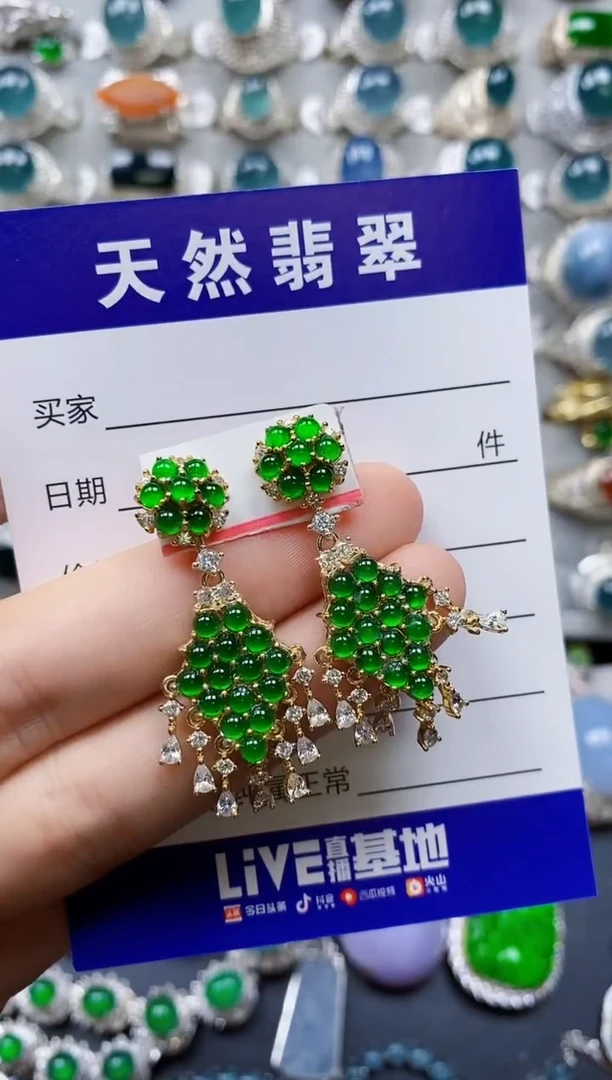 【闪购商品】翡翠耳饰银S925镶嵌0060