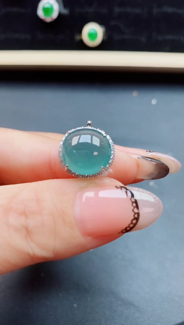 翡翠戒指银S925镶嵌0580550