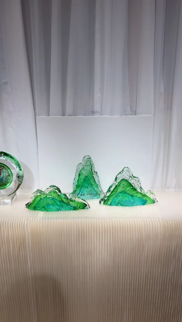 摆件璨石美学翡翠山一组艺术摆件