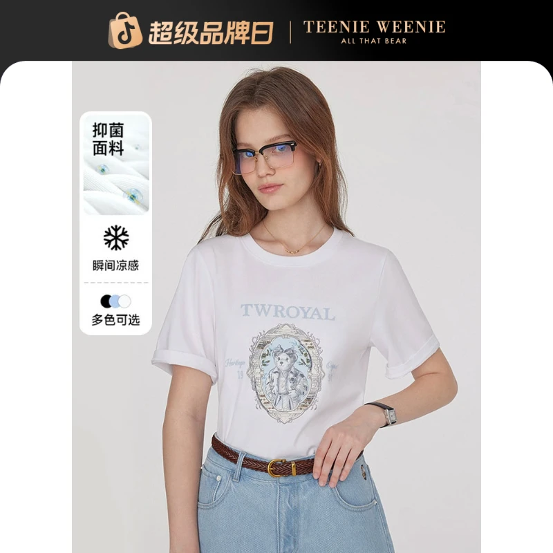 【抑菌凉感】TeenieWeenie小熊女T恤25万针刺绣棉短袖女TTRA252501W
