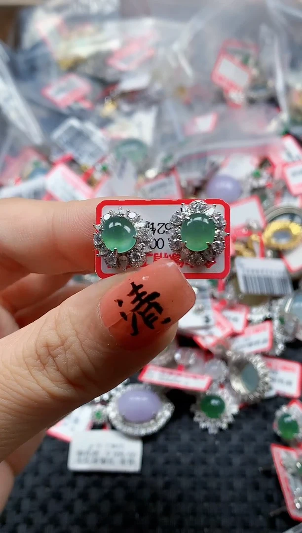 银S925镶嵌戒指翡翠天然A货缅甸翡翠