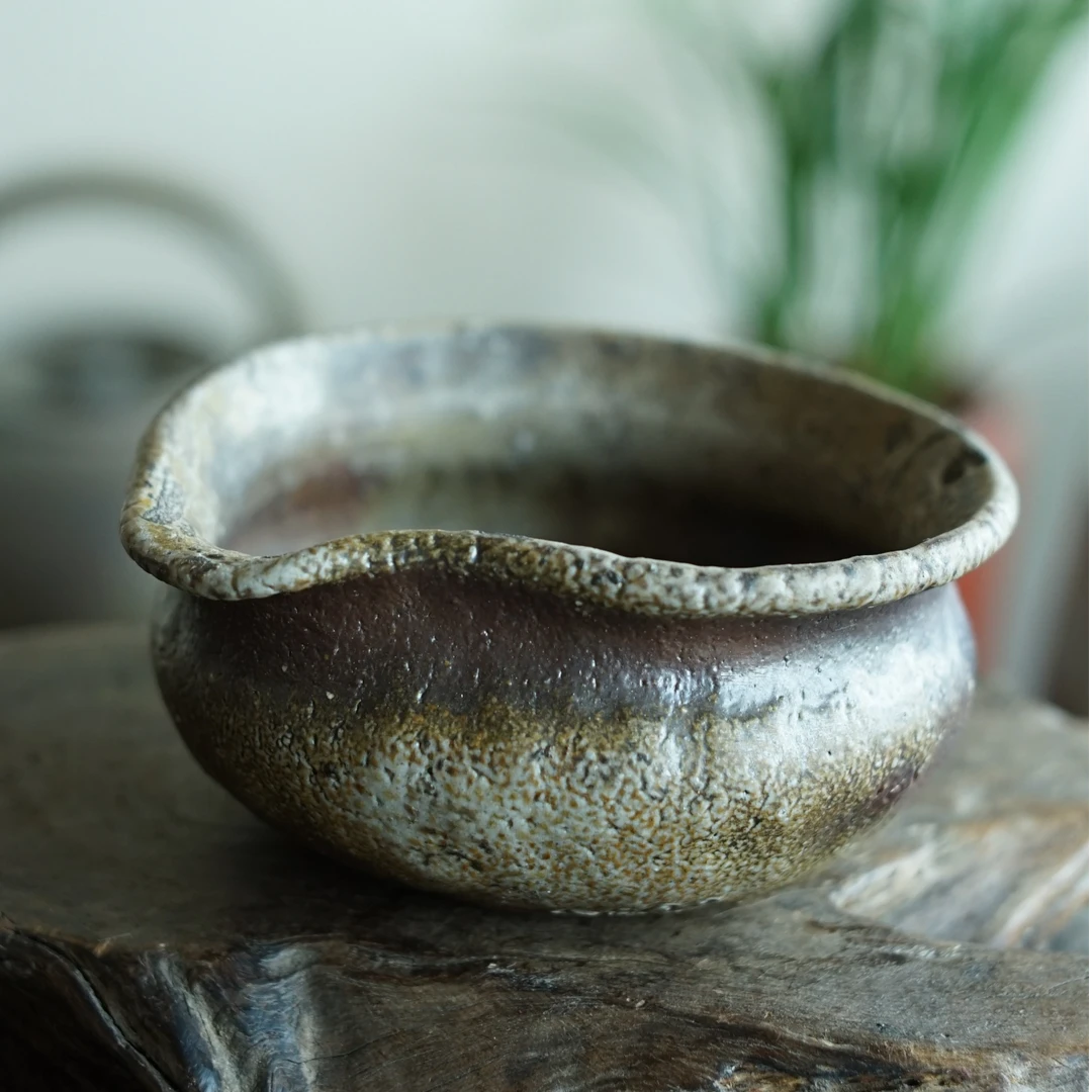 入江光人司 公道杯 日本备前烧 当代名家 分茶器 柴烧茶具茶道