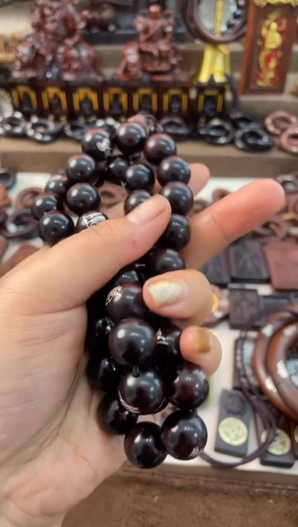 木枣木玉化镶银1.5三十六符文