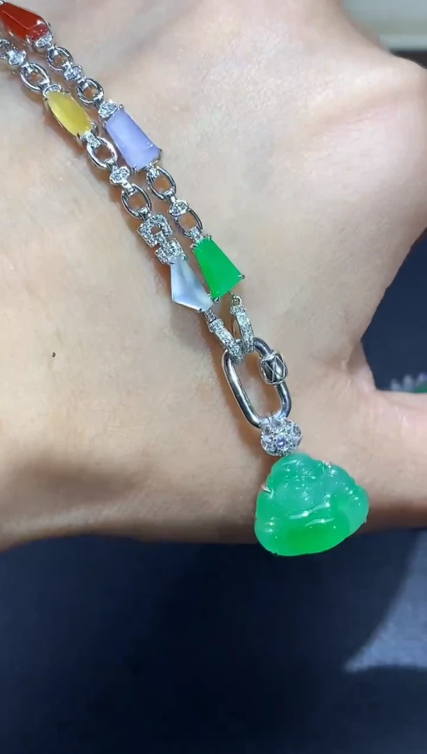 颈饰18K金镶嵌翡翠749-中国好珍宝