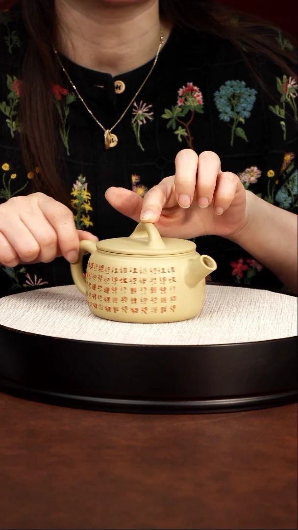 紫砂茶宠宜兴紫砂 百福汉瓦壶 本山绿泥 梅付春 684