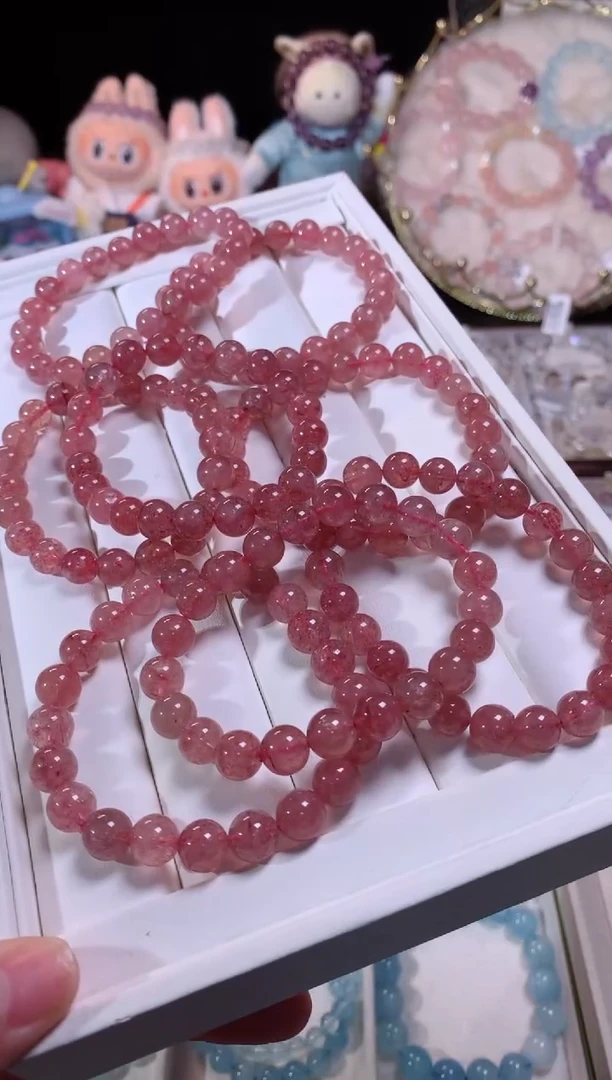 水晶手链合金M1草莓晶单圈9m