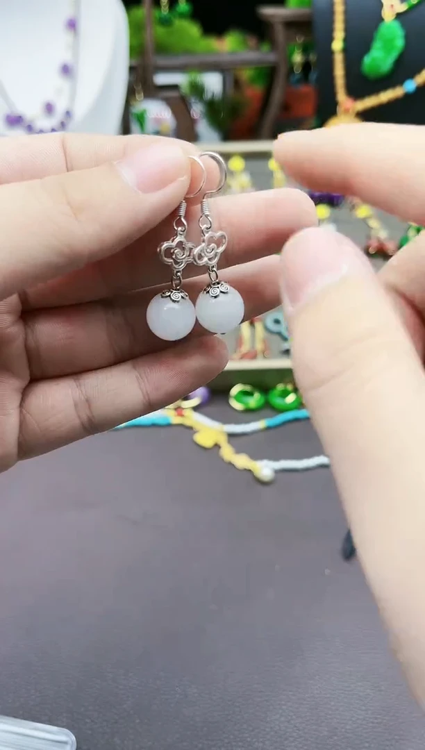 【闪购商品】玛瑙/玉髓耳钉银S925镶嵌101000