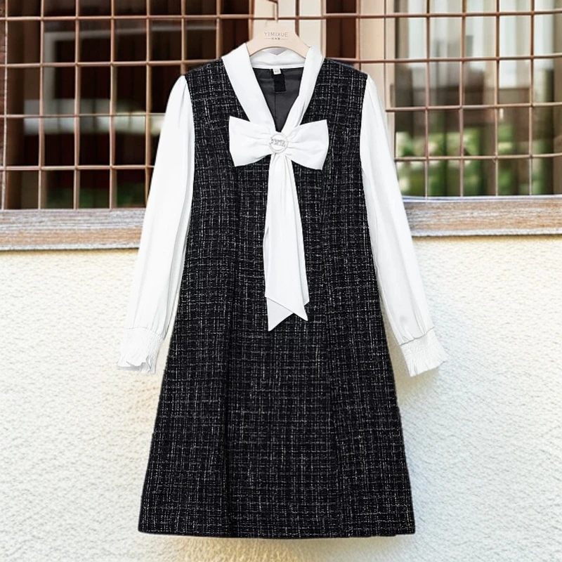 L613小香风气质时尚法式格子设计师连衣裙